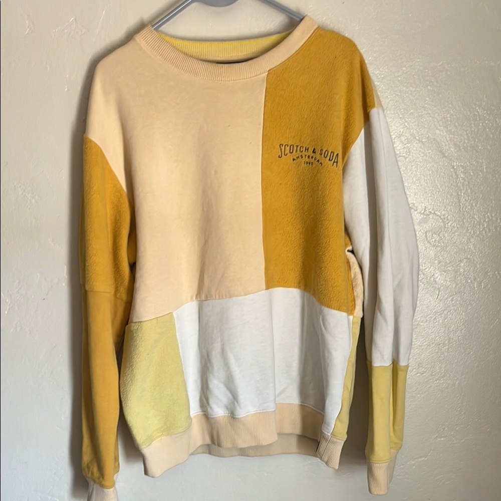 Scotch & Soda Yellow and White Crew Neck Sweater
